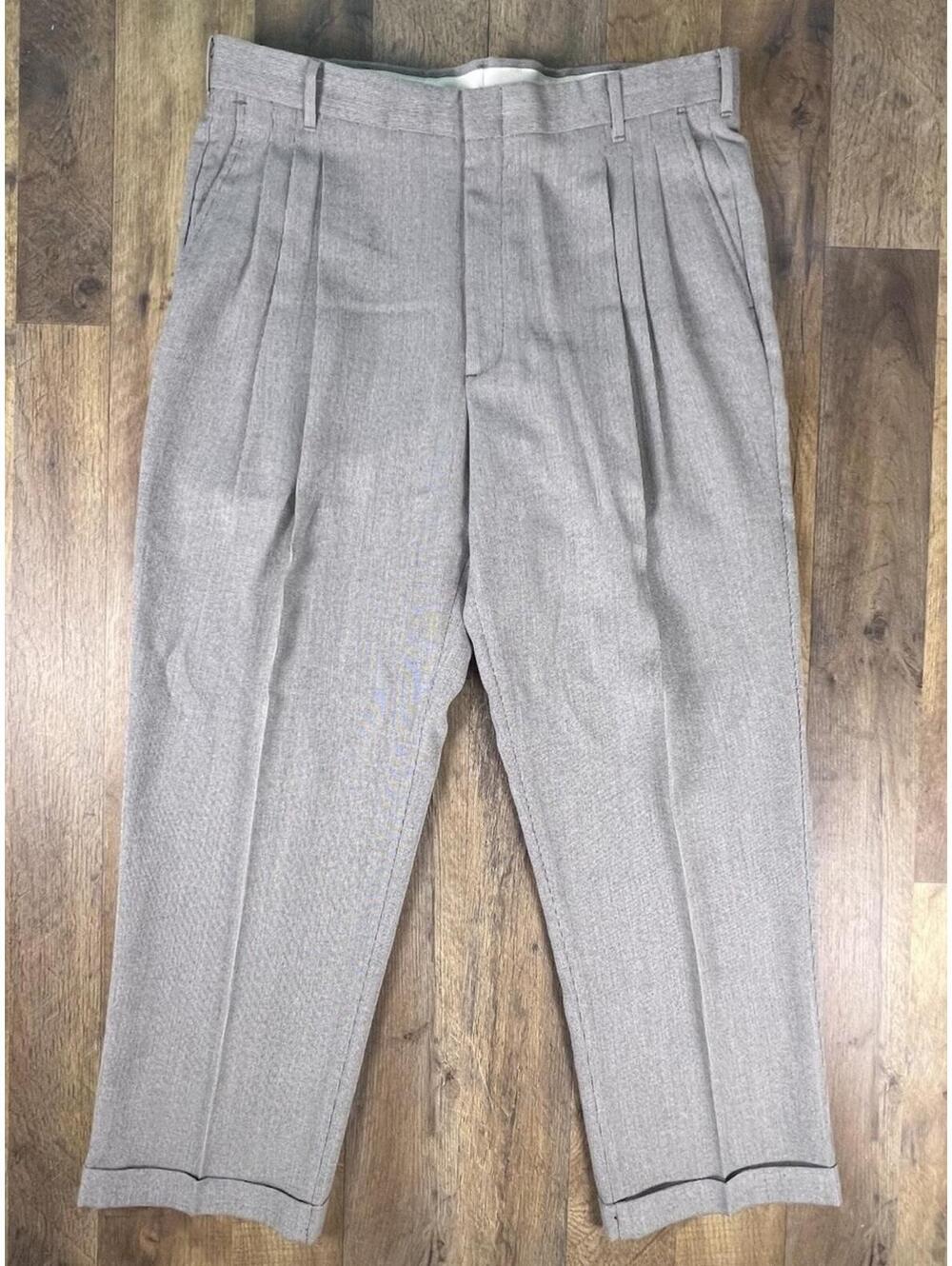 Vintage 90s NOS Deadstock Pleated Microstripe Cuffed Trouser Pants 38 x29 Slacks